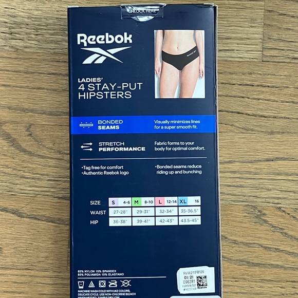 Reebok 4-pack Ladies Performance Hipster Medium - Picture 6 of 9